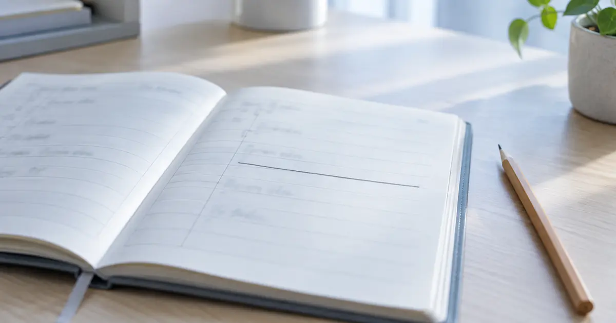 開いた予約帳の一行に、鉛筆で線が引かれているところ